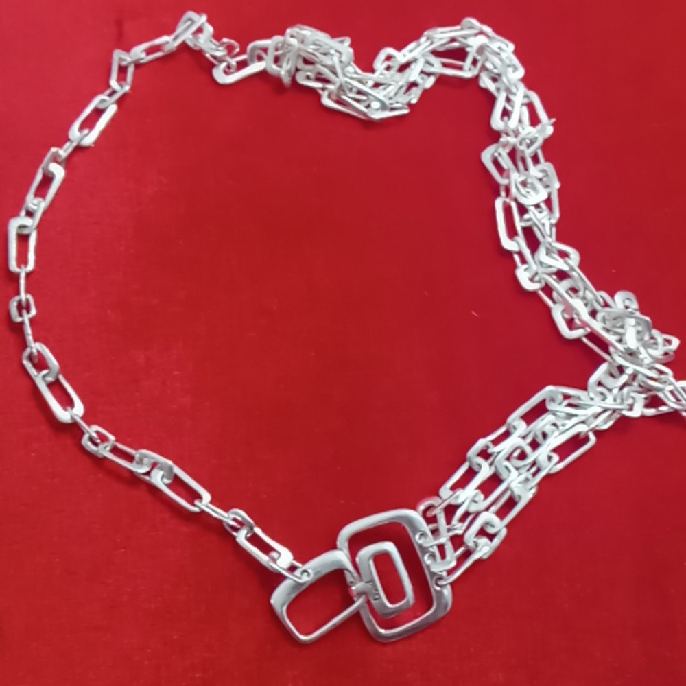 Silver fossil necklace